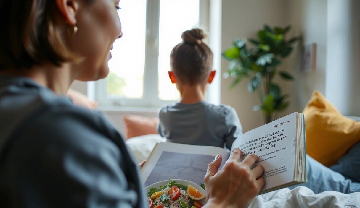 Eine Person liest entspannt einen Blog-Artikel auf einem Tablet, umgeben von einem gemütlichen und inspirierenden Ambiente.